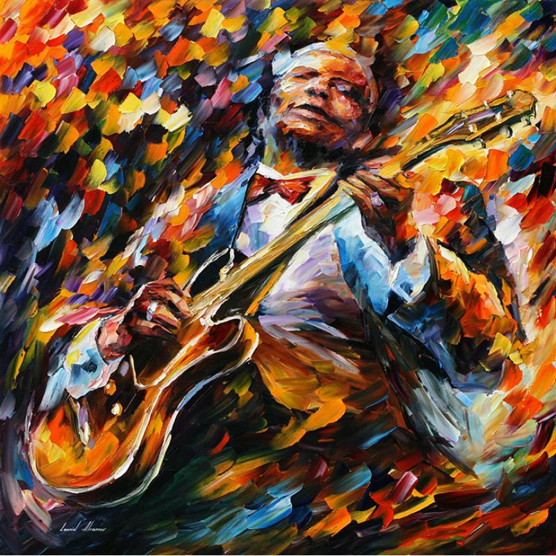 Gallery value USD19100 BB KING IN CONCERT - PALETTE KNIFE Oil Painting On Canvas By Leonid Afremov